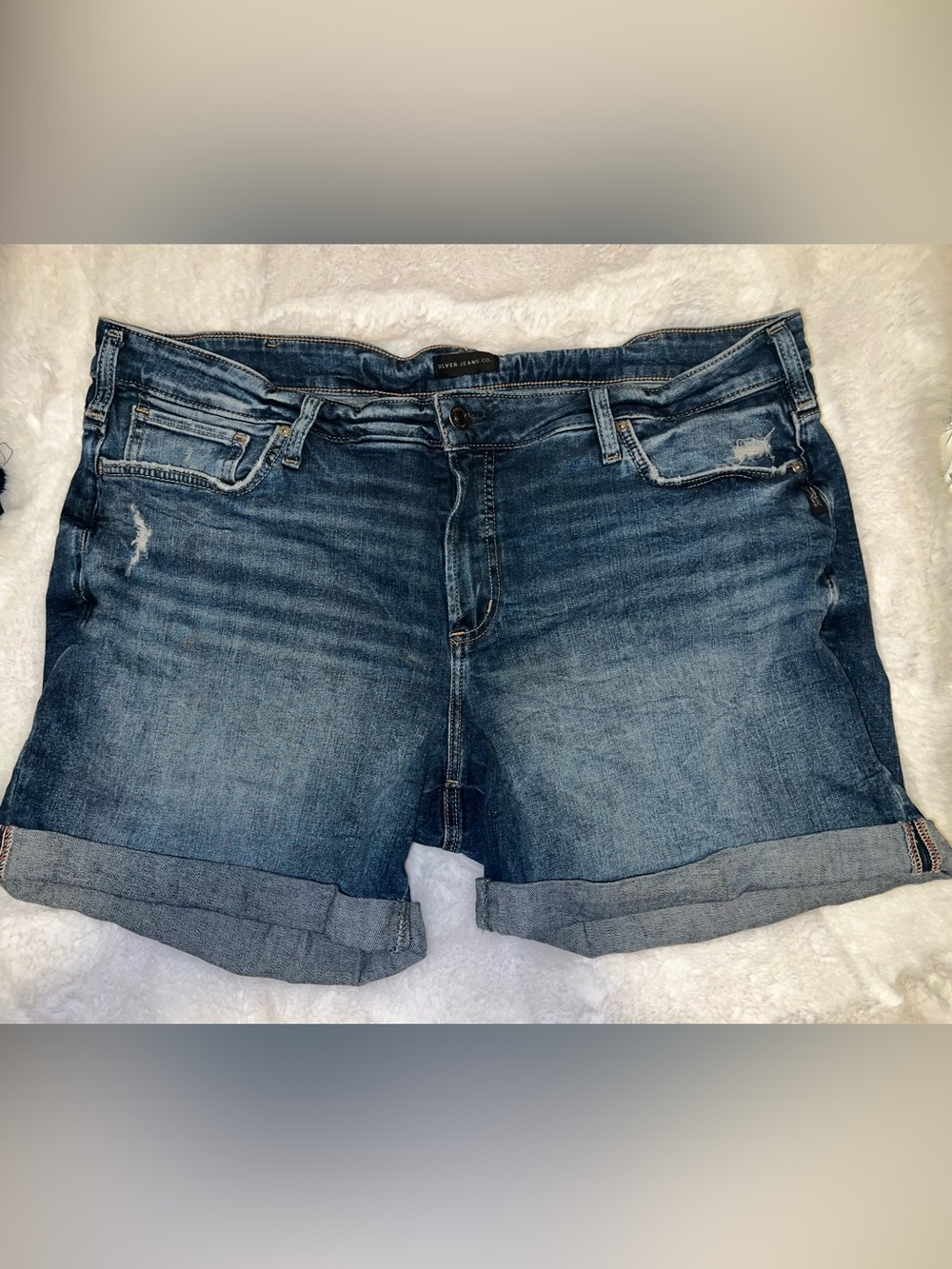 Silver Jeans Blue Denim Rolled Hem Shorts